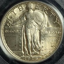 1916 Standing Liberty quarter obverse 1.jpg