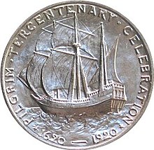 Pilgrim tercentenary half dollar commemorative reverse.jpg