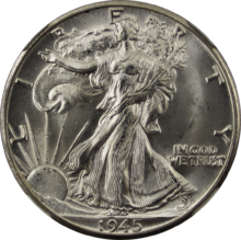 Walking Liberty Half Dollar 1945D Obverse.png