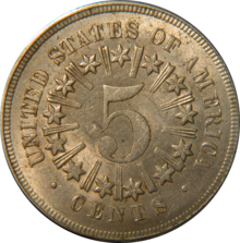 Shield nickel with rays by Howard Spindel.png